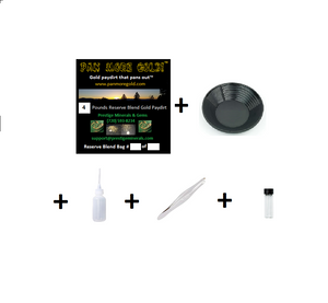 Complete Gold Panning Kit With 4 LB Gold Paydirt, 10" Gold Pan, Snuffer Bottle, Tweezers, Vial, & More